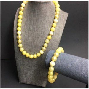 VTG Pop Bead Necklace Mixed Yellow Bracelet Adjustable Retro